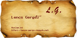 Lencs Gergő névjegykártya